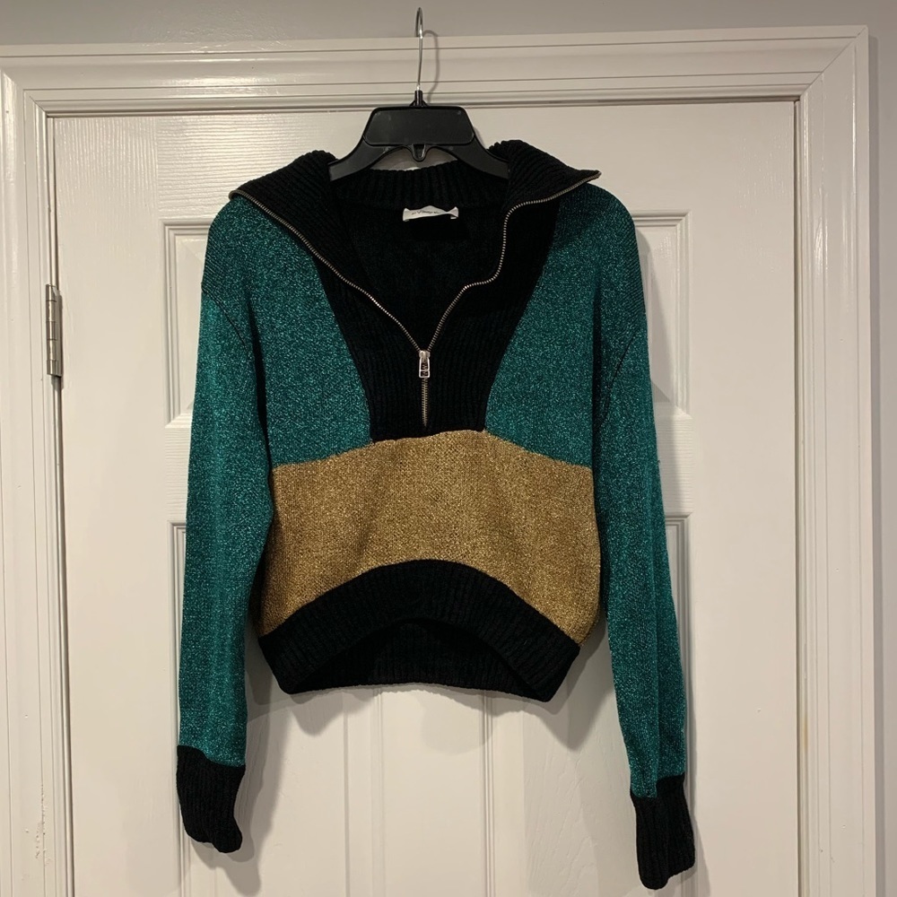 3.1 PHILLIP LIM Double-Faced Lurex Half-Zip Sweater